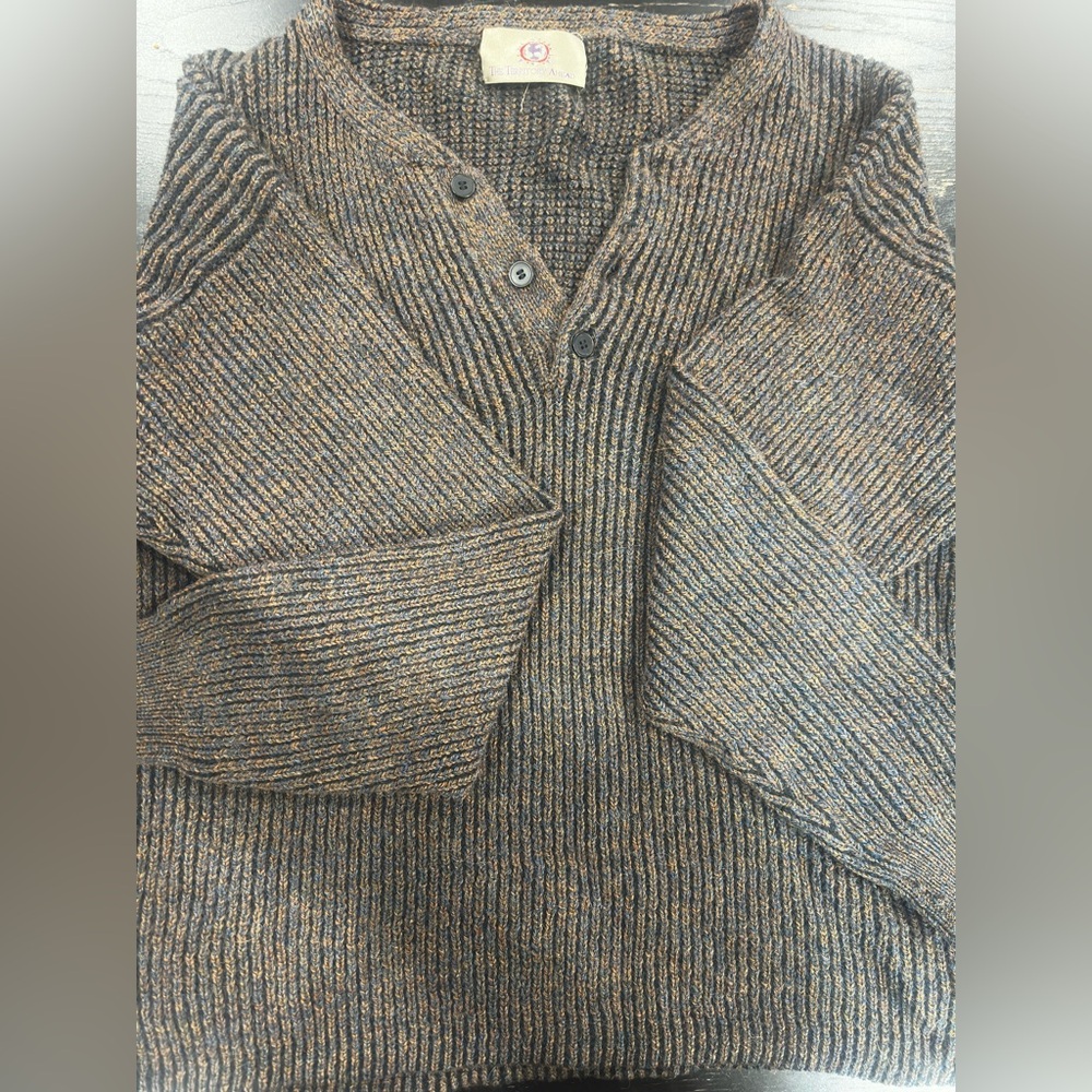 Brown and Blue Ribbed Sweater